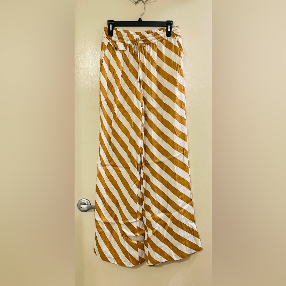 MAEVE by ANTHROPOLOGIE NWOT Straight Leg Pull On Silk Pants in Bronze - Picture 5 of 10